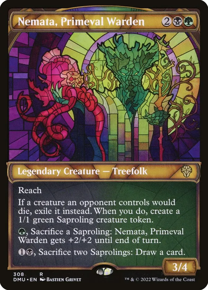 2022 Dominaria United Nemata, Primeval Warden rare #308 rare card image