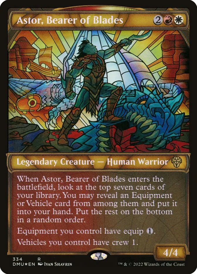 2022 Dominaria United Astor, Bearer of Blades rare #334 rare card image