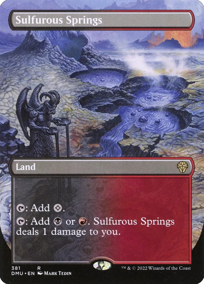 2022 Dominaria United Sulfurous Springs [Borderless] rare #381 rare card image