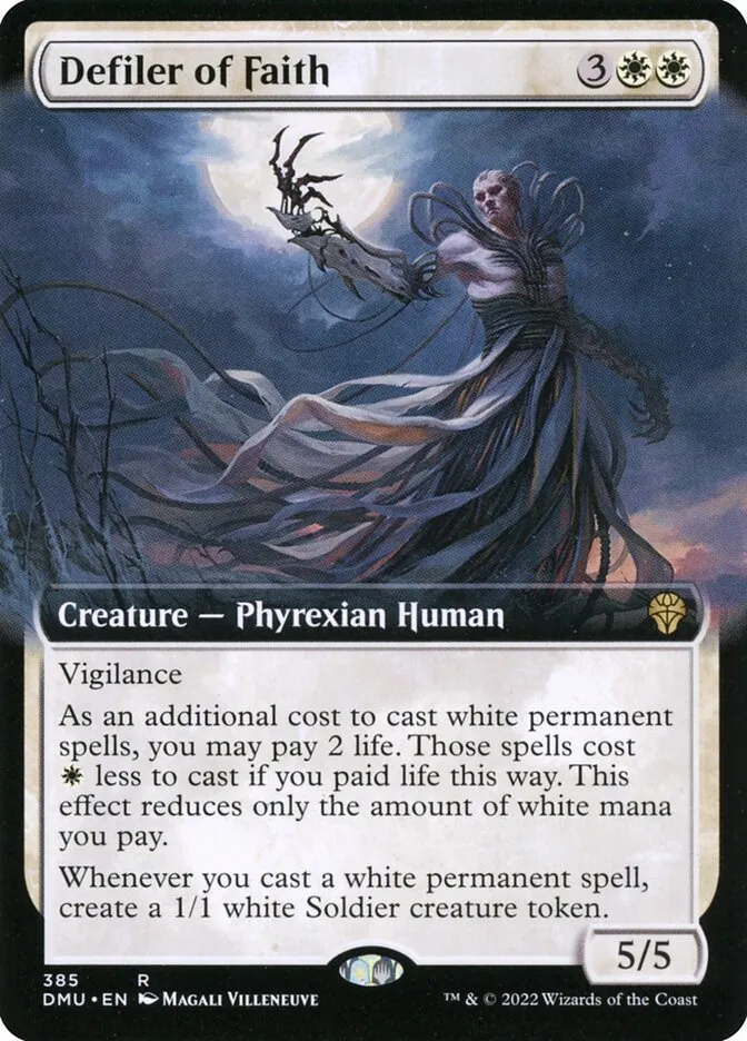 2022 Dominaria United Defiler of Faith #385 rare card image