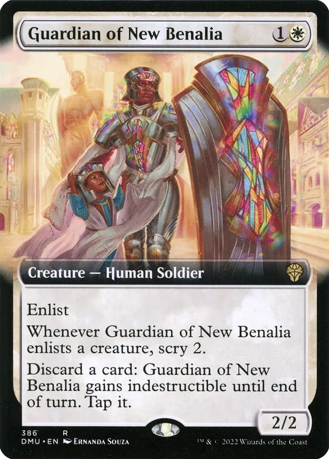 2022 Dominaria United Guardian of New Benalia #386 rare card image