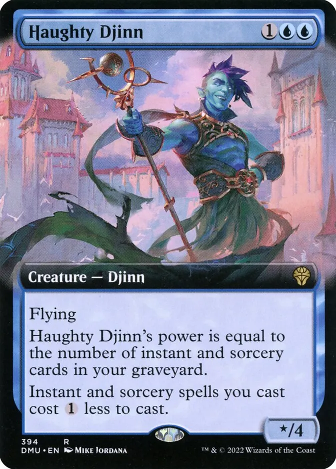 2022 Dominaria United Haughty Djinn [Extended Art Foil] rare #394 rare card image