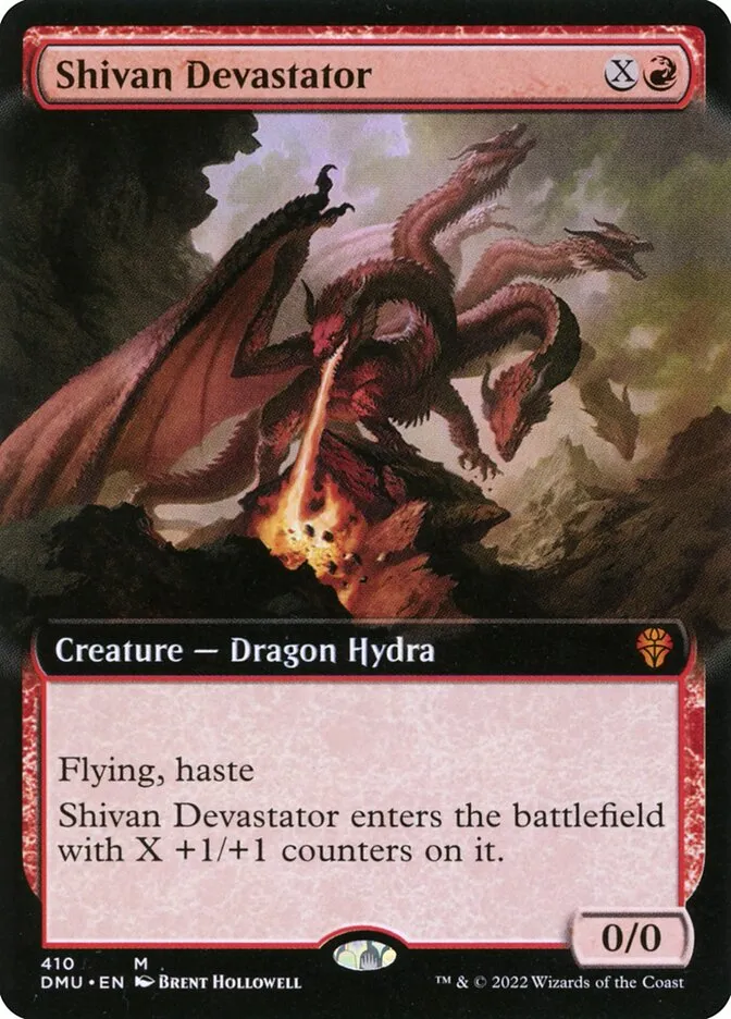 2022 Dominaria United Shivan Devastator [Extended Art Foil] mythic #410 mythic card image
