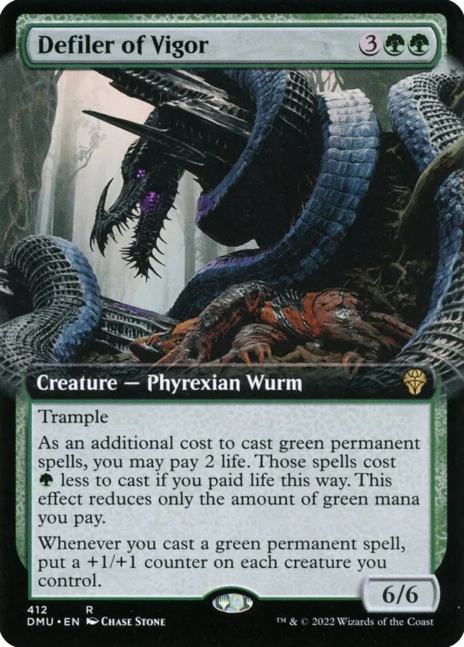 2022 Dominaria United Defiler of Vigor [Extended Art Foil] rare #412 rare card image