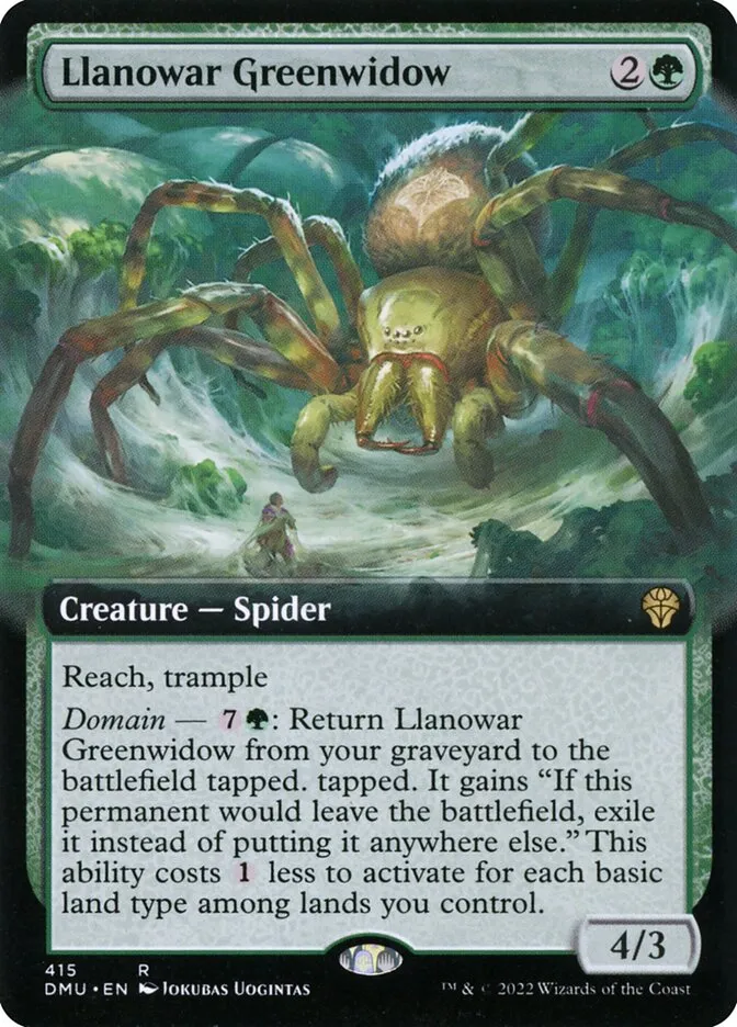 2022 Dominaria United Llanowar Greenwidow #415 rare card image