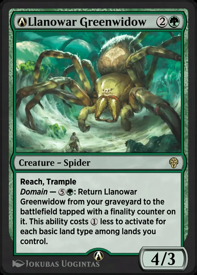 2022 Dominaria United A-Llanowar Greenwidow rare #A-169 rare card image