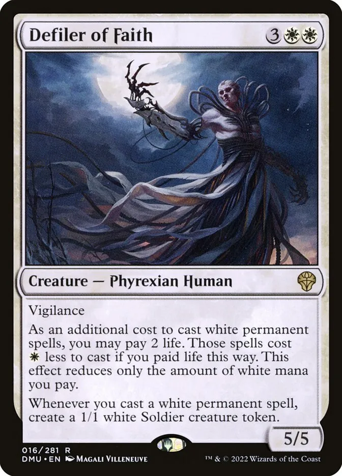 2022 Dominaria United Defiler of Faith #16 rare card image