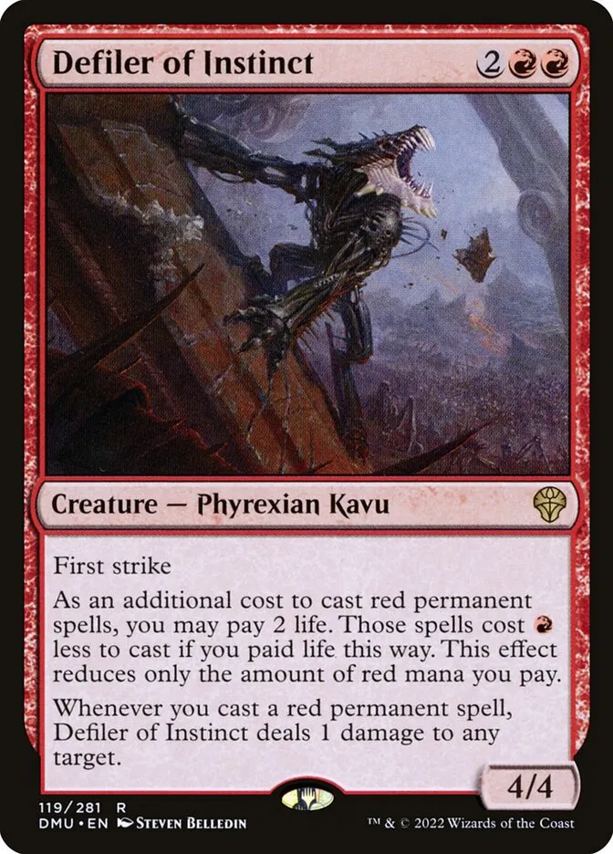 2022 Dominaria United Defiler of Instinct #119 rare card image