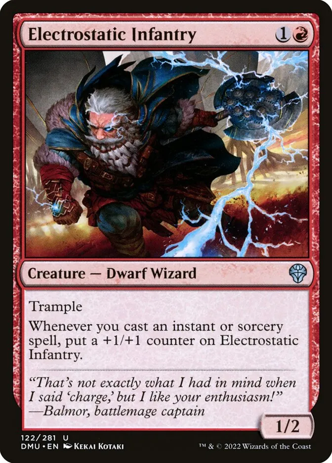 2022 Dominaria United Electrostatic Infantry #122 uncommon card image