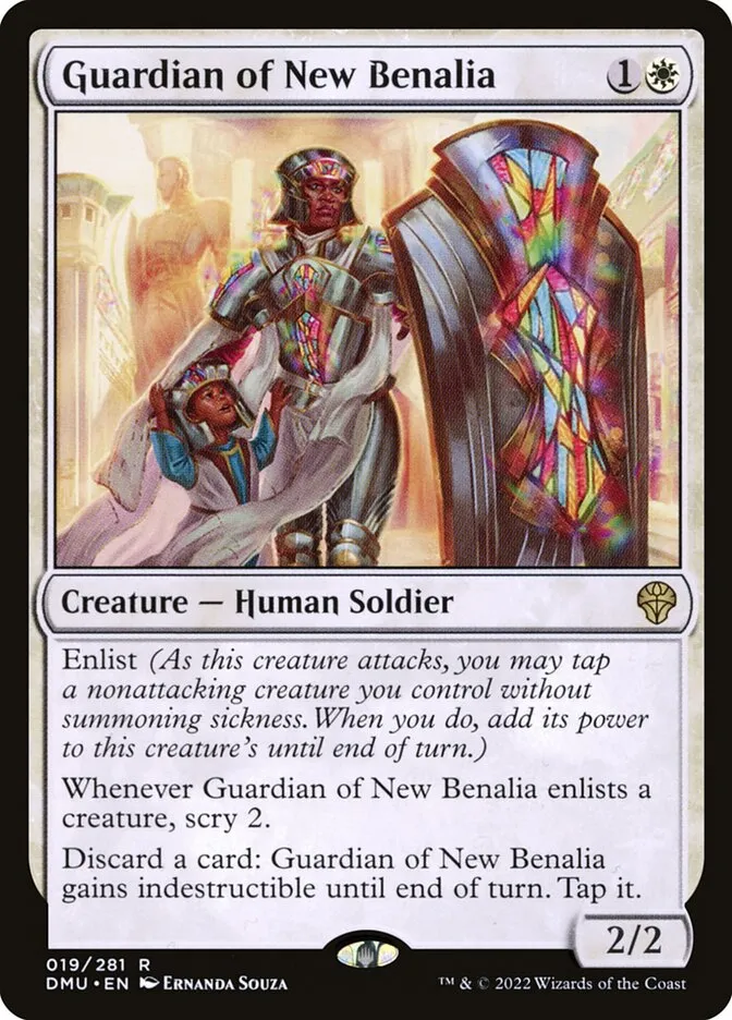 2022 Dominaria United Guardian of New Benalia #19 rare card image