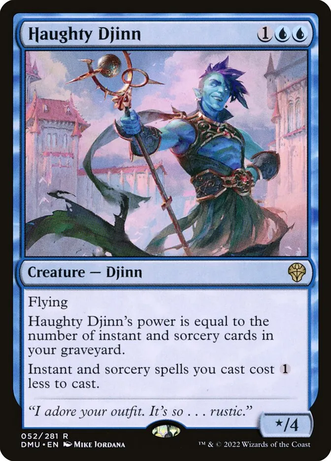 2022 Dominaria United Haughty Djinn #52 rare card image