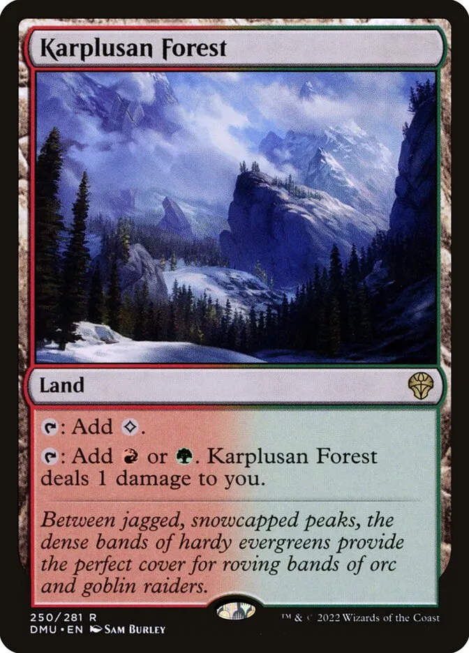 2022 Dominaria United Karplusan Forest #250 rare card image