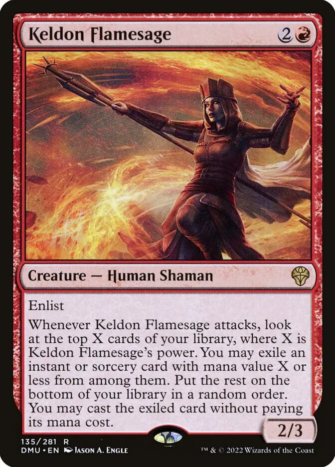 2022 Dominaria United Keldon Flamesage #135 rare card image