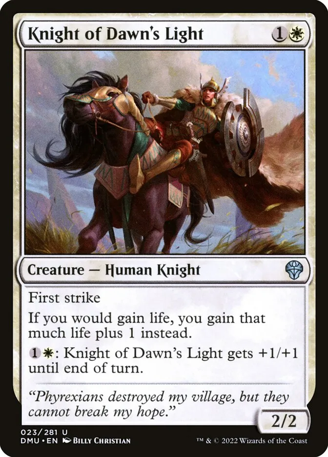 2022 Dominaria United Knight of Dawn's Light #23 uncommon card image