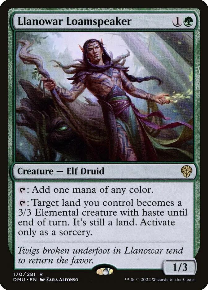 2022 Dominaria United Llanowar Loamspeaker #170 rare card image