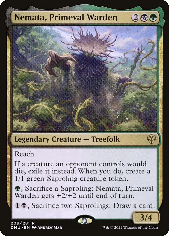 2022 Dominaria United Nemata, Primeval Warden #209 rare card image