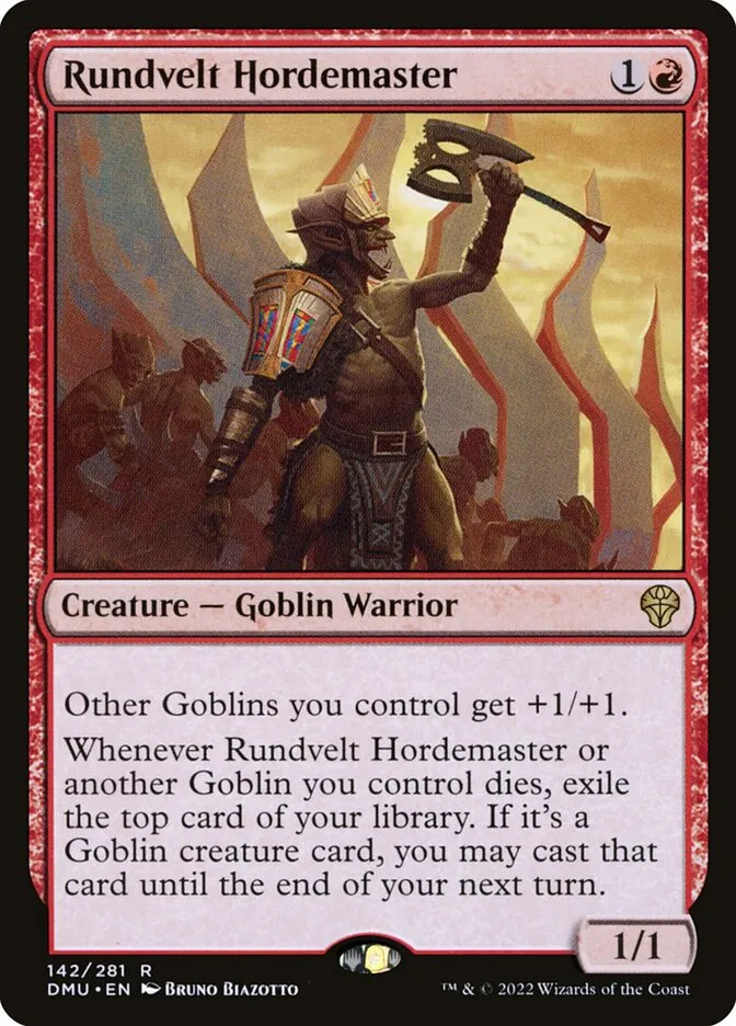 2022 Dominaria United Rundvelt Hordemaster #142 rare card image