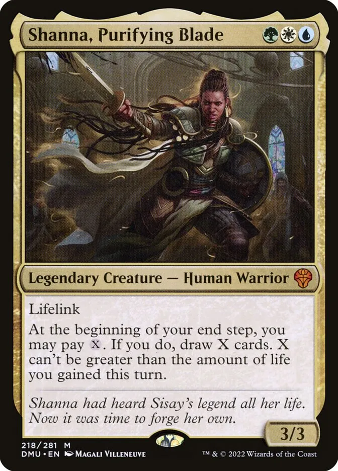 2022 Dominaria United Shanna, Purifying Blade #218 mythic card image