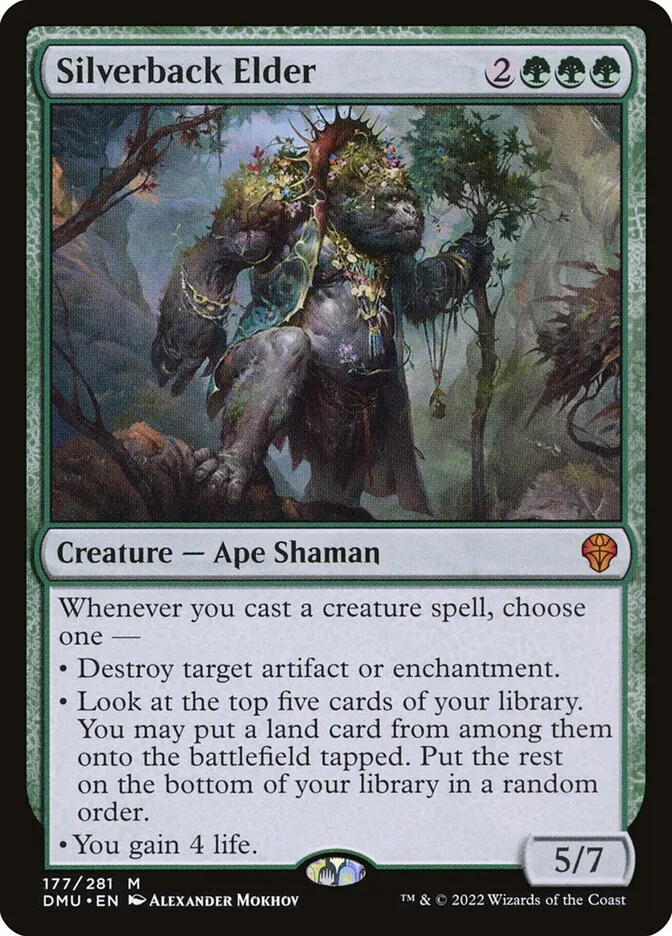 2022 Dominaria United Silverback Elder #177 mythic card image