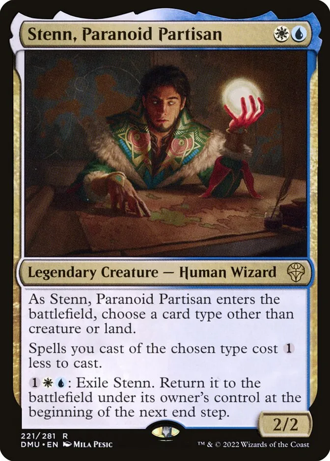 2022 Dominaria United Stenn, Paranoid Partisan #221 rare card image