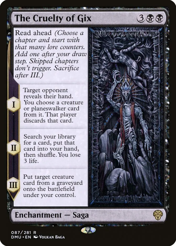 2022 Dominaria United The Cruelty of Gix rare #87 rare card image