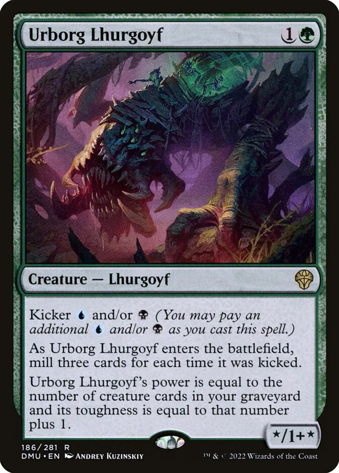 2022 Dominaria United Urborg Lhurgoyf #186 rare card image