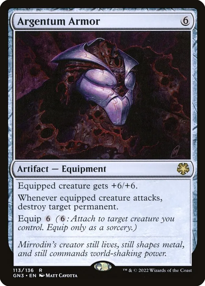 2022 Game Night: Free-for-All Argentum Armor #113 rare card image