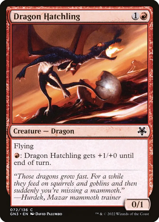 2022 Game Night: Free-for-All Dragon Hatchling #72 common card image