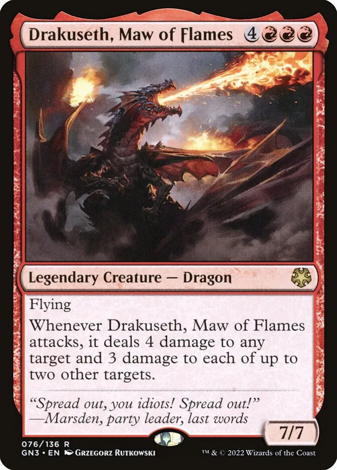 2022 Game Night: Free-for-All Drakuseth, Maw of Flames #76 rare card image