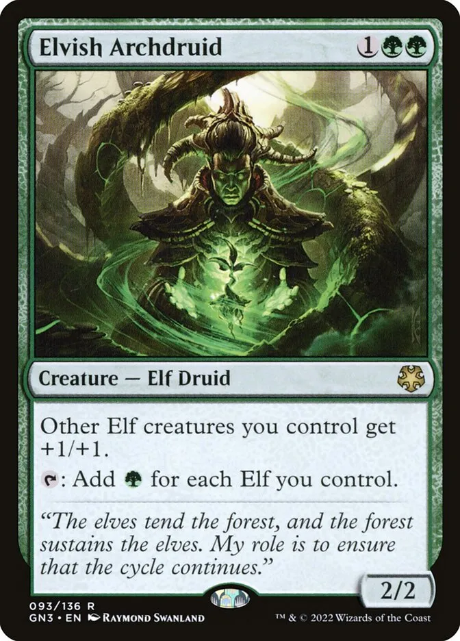 2022 Game Night: Free-for-All Elvish Archdruid #93 rare card image