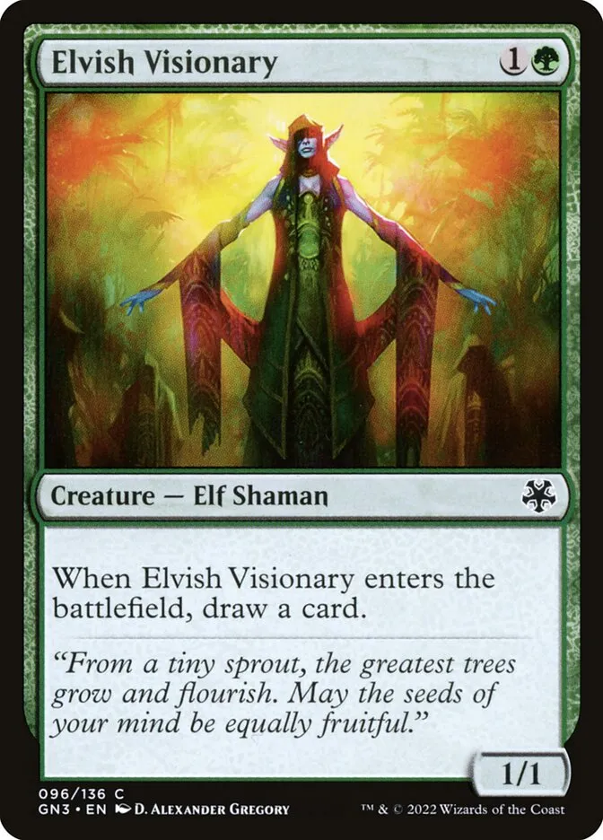 2022 Game Night: Free-for-All Elvish Visionary #96 common card image