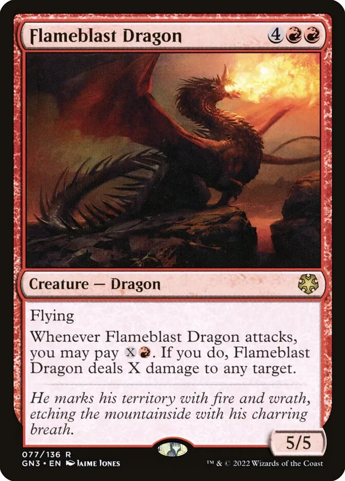 2022 Game Night: Free-for-All Flameblast Dragon #77 rare card image