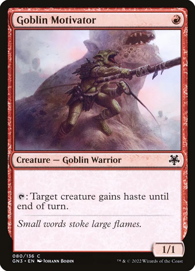 2022 Game Night: Free-for-All Goblin Motivator #80 common card image