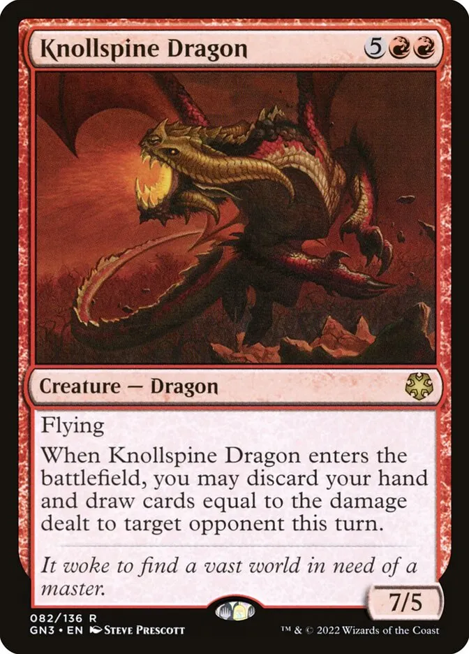 2022 Game Night: Free-for-All Knollspine Dragon #82 rare card image