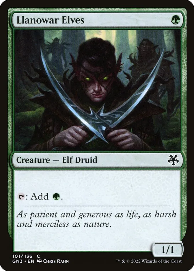 2022 Game Night: Free-for-All Llanowar Elves common #101 common card image