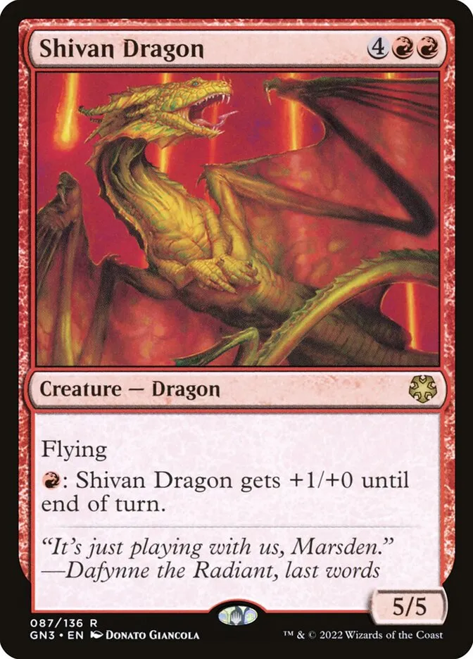 2022 Game Night: Free-for-All Shivan Dragon #87 rare card image