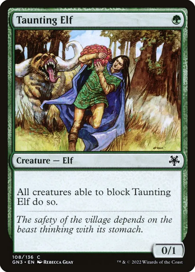 2022 Game Night: Free-for-All Taunting Elf #108 common card image