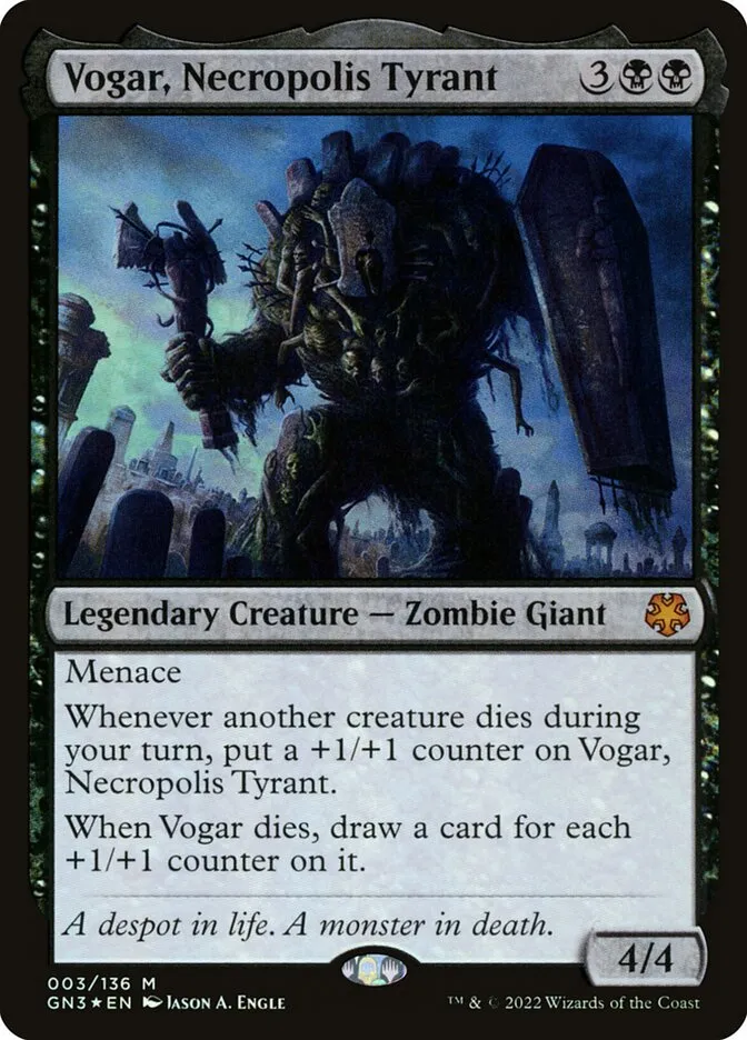 2022 Game Night: Free-for-All Vogar, Necropolis Tyrant mythic #3 mythic card image