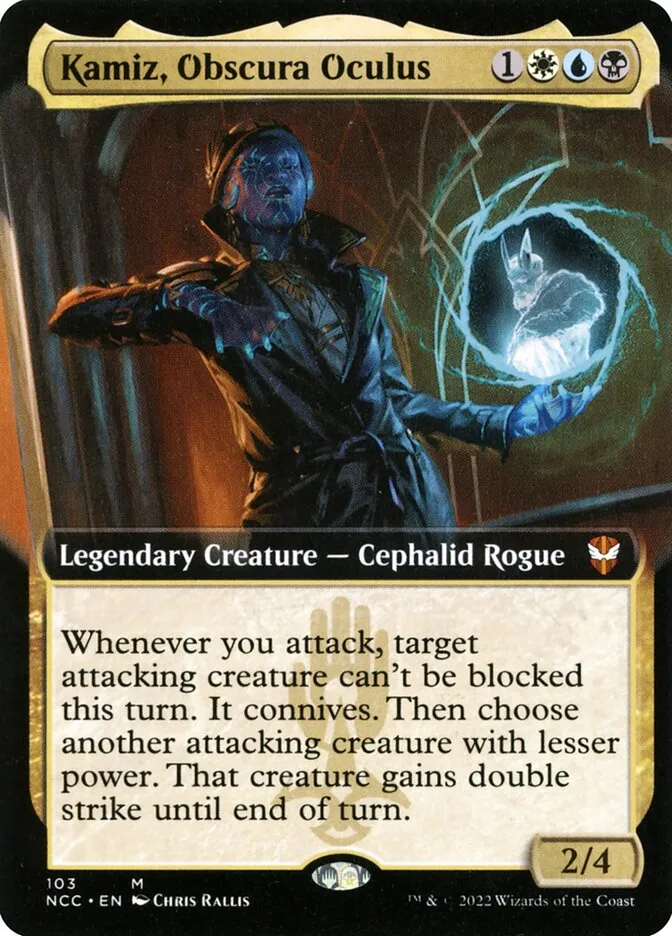 2022 New Capenna Commander Kamiz, Obscura Oculus [Extended Art] mythic #103 mythic card image