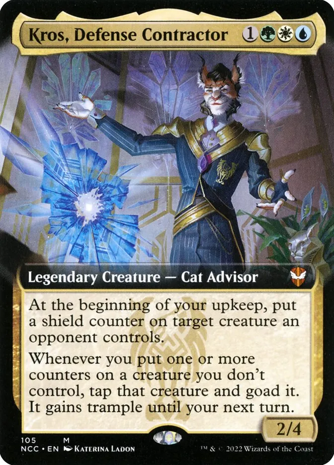 2022 New Capenna Commander Kros, Defense Contractor [Extended Art] mythic #105 mythic card image