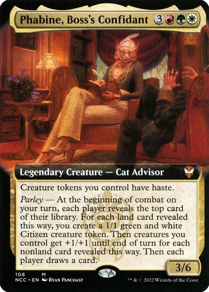 2022 New Capenna Commander Phabine, Boss's Confidant [Extended Art] mythic #108 mythic card image