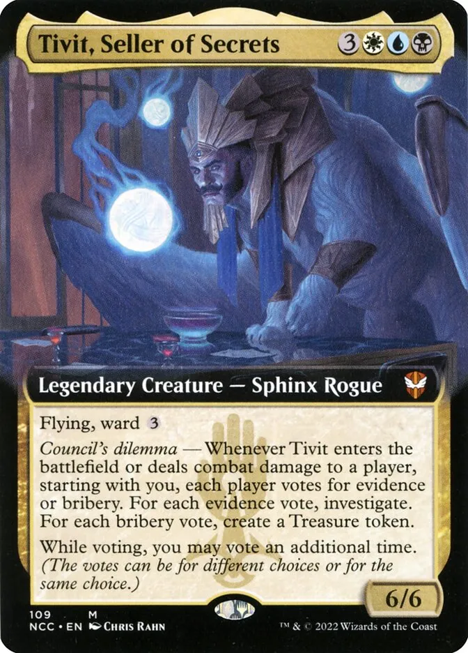 2022 New Capenna Commander Tivit, Seller of Secrets [Extended Art] mythic #109 mythic card image