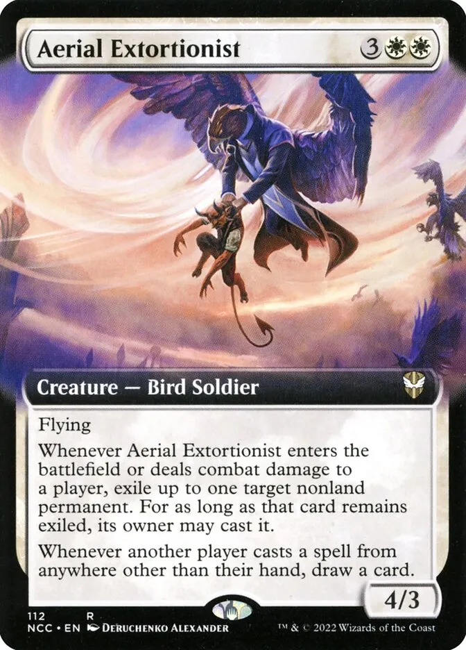2022 New Capenna Commander Aerial Extortionist [Extended Art] rare #112 rare card image