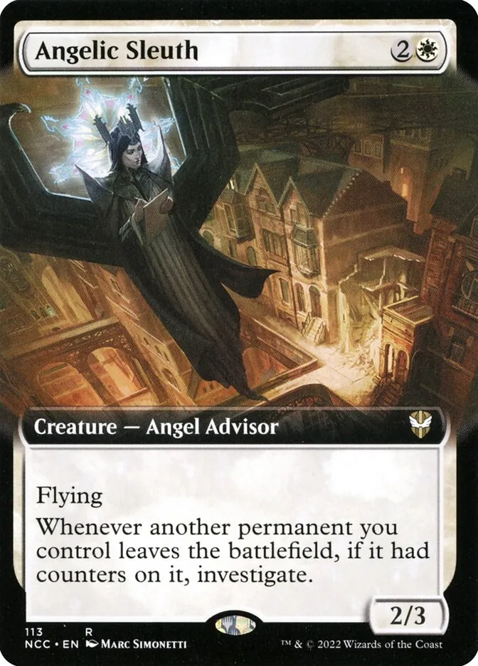 2022 New Capenna Commander Angelic Sleuth [Extended Art] rare #113 rare card image
