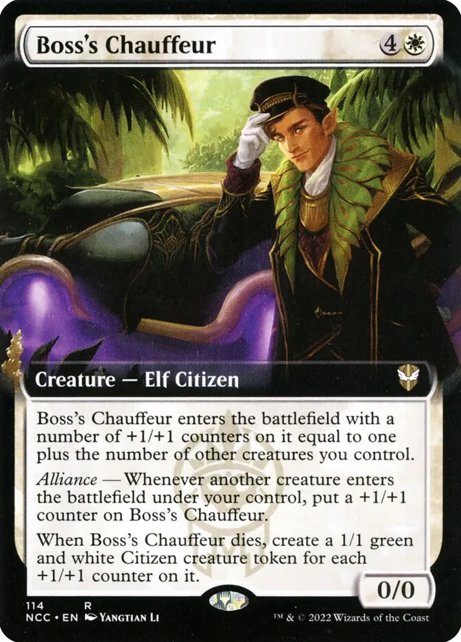 2022 New Capenna Commander Boss's Chauffeur [Extended Art] rare #114 rare card image