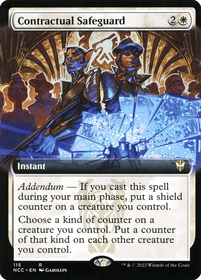 2022 New Capenna Commander Contractual Safeguard [Extended Art] rare #115 rare card image