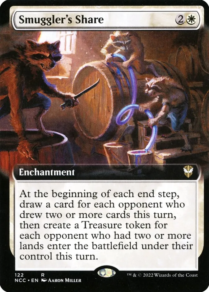 2022 New Capenna Commander Smuggler's Share [Extended Art] rare #122 rare card image