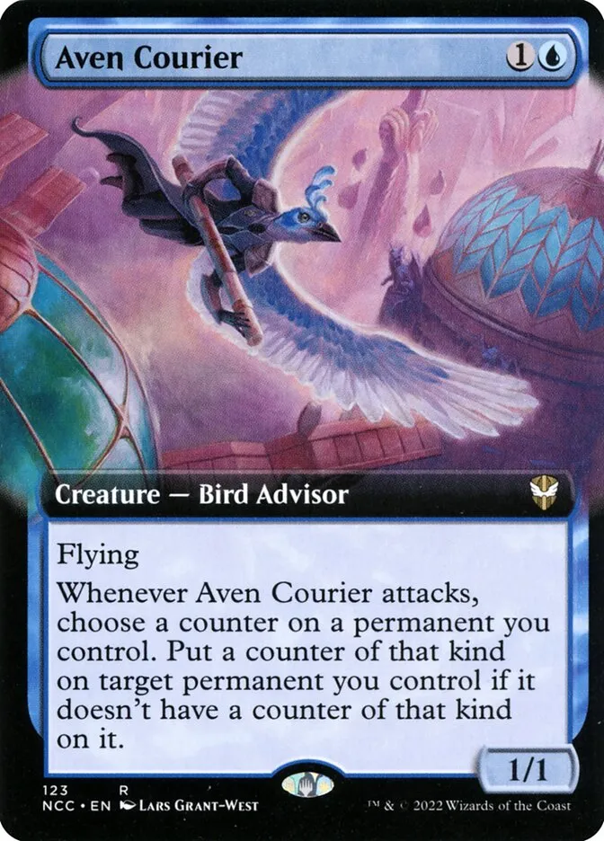 2022 New Capenna Commander Aven Courier [Extended Art] rare #123 rare card image