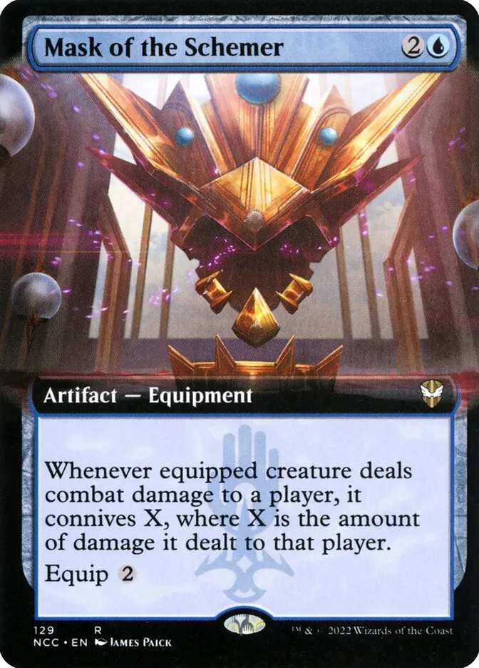2022 New Capenna Commander Mask of the Schemer [Extended Art] rare #129 rare card image
