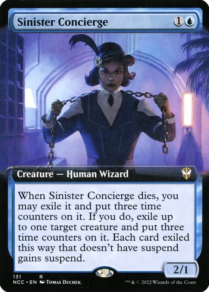 2022 New Capenna Commander Sinister Concierge [Extended Art] rare #131 rare card image